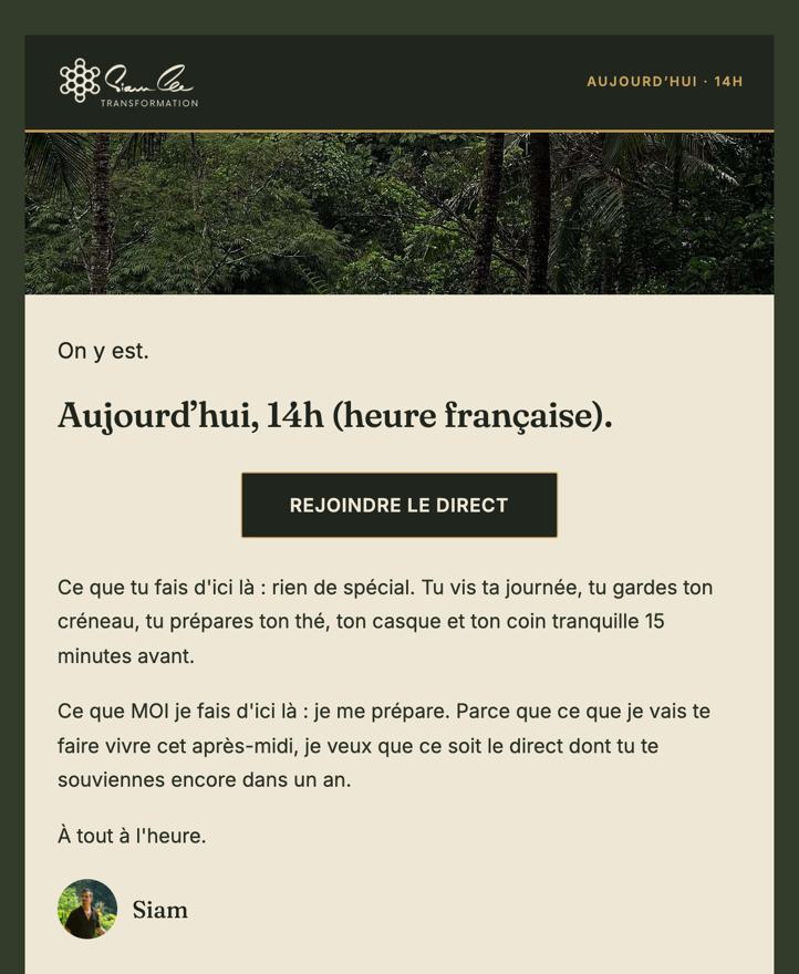 Les rappels avant le direct